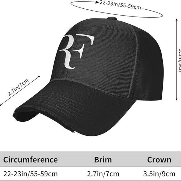 Roger Federer RF Dad Baseball Cap Unisex's - Black - Picture 5 of 5